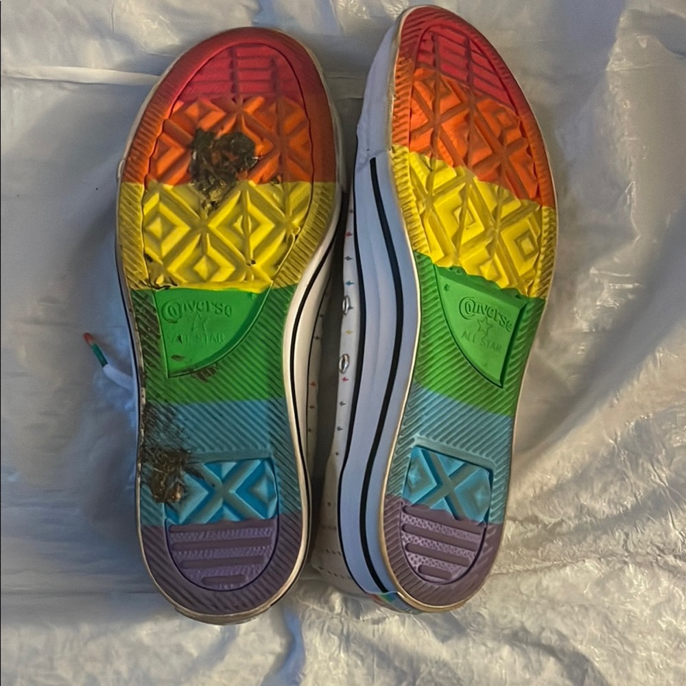 Converse Multicolor-Stitched White Sneakers - Picture 2 of 5